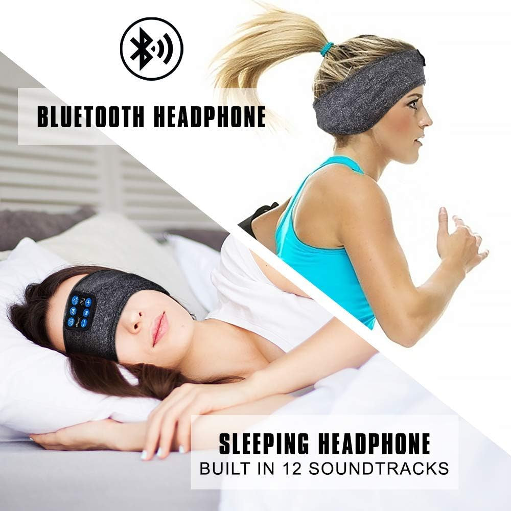 Sleep Headband White Noise Headphones Wireless Bluetooth Sports Built-In HD Stereo Speaker Side Sleepers Sleeping Running Yoga Workout Jogging Insomnia Travel Meditation Grey Version 2021-09