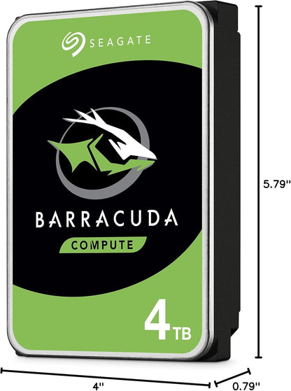 Seagate Barracuda 4TB Internal Hard Drive – High-Performance 3.5" SATA HDD for Desktop PC – 5400 RPM, 256MB Cache, Frustration Free Packaging