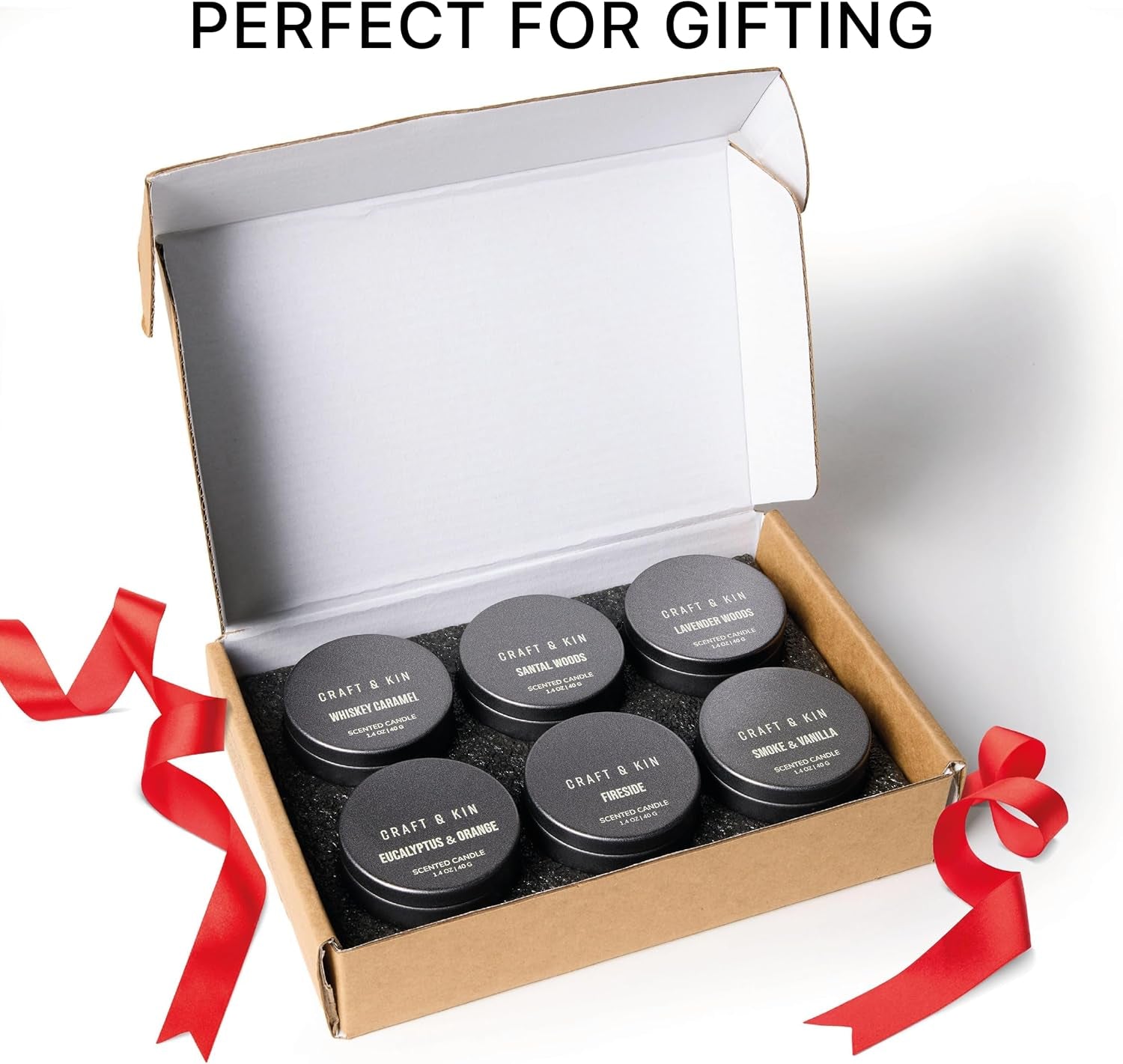 Scented Votive Candle Gift Set of 6 | Small Luxury Scented Candles Holiday Gift Set for Home | Candle Box with Assorted Scents | 15–20 Hour Burn Each