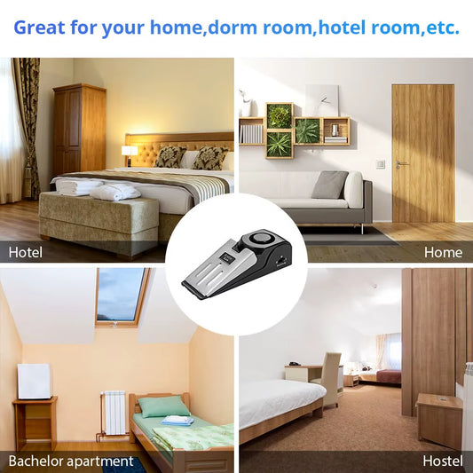 2 Pack Wireless Door Stop Alarm System 125Db Loud Home Security Anti-Theft Door Block System Portable Doorstop Preasure Alarm