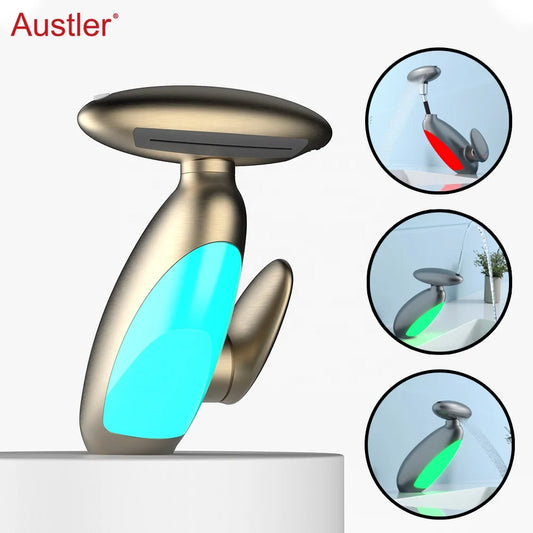 Transform Your Bathroom with a Chic Brushed Gold Deck-Mounted Hot and Cold Basin Mixer Faucet
